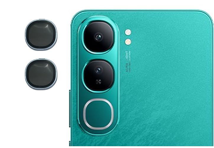 Image of imluckies Camera Ring Lens Protector (Aluminum with Tempered Glass) Compatible for Vivo Y300 - Blue (Pack of 2 rings)