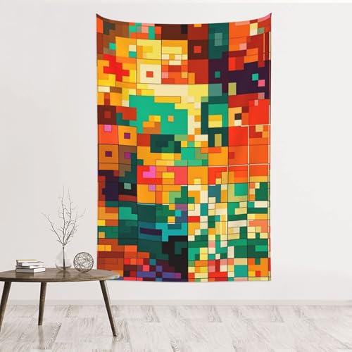Tapisserie murale pixels décoration sans dommage velours pêche pour location