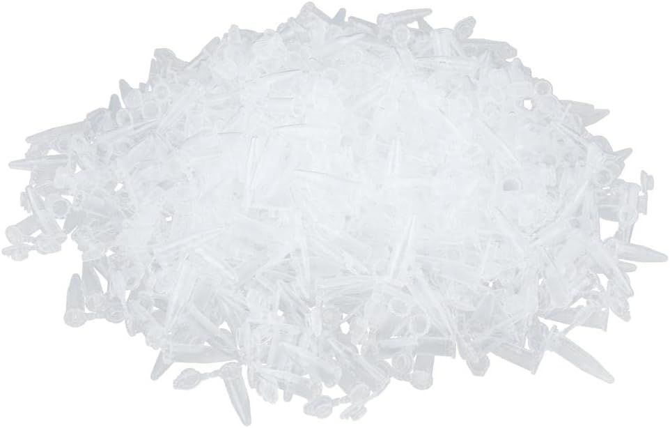 500Pcs 1.5ml Graduated Micro Centrifuge Tubes - Premium Plastic, Conical Bottom, Snap Cap - High/Low Temp - Clear, No Impurities - for Samples, Craft, Lab Use