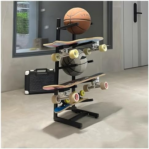 Estante de almacenamiento de metal para snowboard, soporte de piso de 5 niveles con ruedas giratorias para ahorrar espacio en garaje, tienda y gimnasio en casa