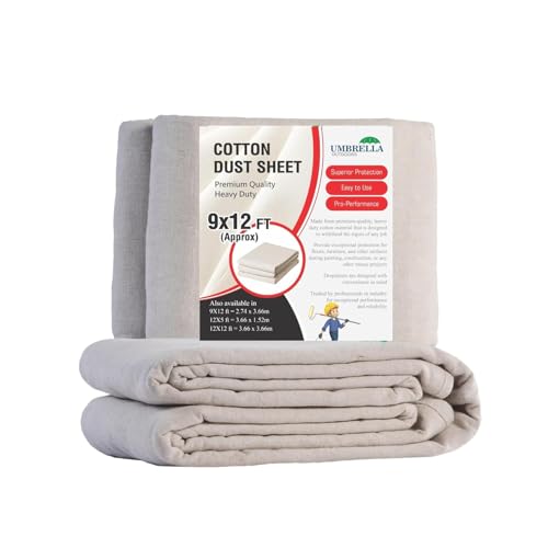 Ultra Heavy Duty Premium Cotton Dust Sheets for Decorating Painting Drop Cloths for Furniture Floor Covering Dust Covers Durable Reusable Sheets for Renovation Construction (Natural 6X3FT)