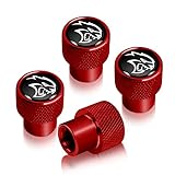 iPick Image for Dodge SRT Hellcat in Black on Red Aluminum Tire Valve Stem Caps - Official Licensed