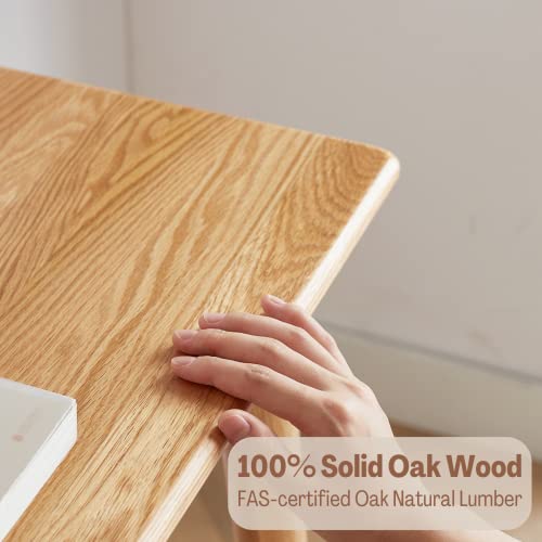 Bamskov 100% Solid Oak Wood Desk with Drawers - Modern and Durable Wooden Desk, Small Writing Computer Desk for Small Spaces, Bedroom, Study, Dormitory (39.37 inch)