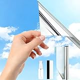 Folizent(100x200cm) Silver one way reflective window film mirror film heat reflective uv window film sun blocker window privacy anti glare