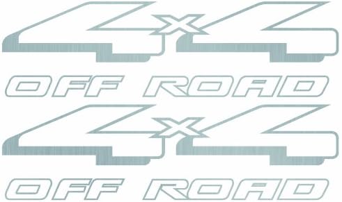 4x4 Bedside Decals (Silver) - 1997 1998 1999 Compatible with Ford Truck Bed