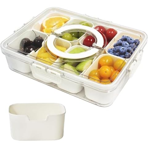 RUNQIN OUTDOOR Divided Serving Tray with Lid Cover