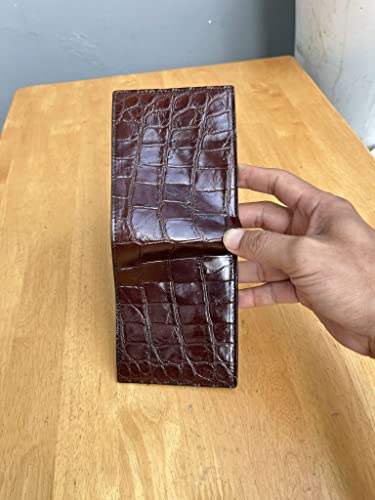 Genuine crocodile alligator leather skin brown bifold wallet for men, leather Men's wallet with 8 ́credit card slot3