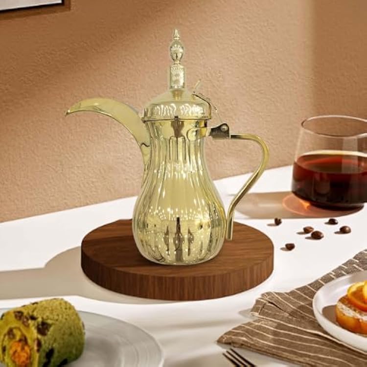Arabic Coffee Maker Pot Stainless Steel Juice Kettle for Daily Using Cold Water Kettle Multipurpose Teapot Beak Pot, Gold 500ml