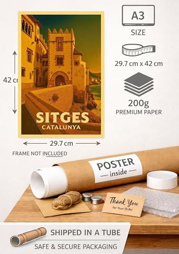 Póster de Sitges vintage con impresión artística de alta calidad del Palacio Maricel 2