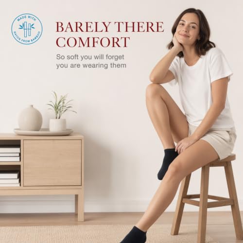 Image of BAMBOOVEN Ankle Socks for Women Thin Bamboo Rayon Low Cut Socks 3 /6 /8 /12 P