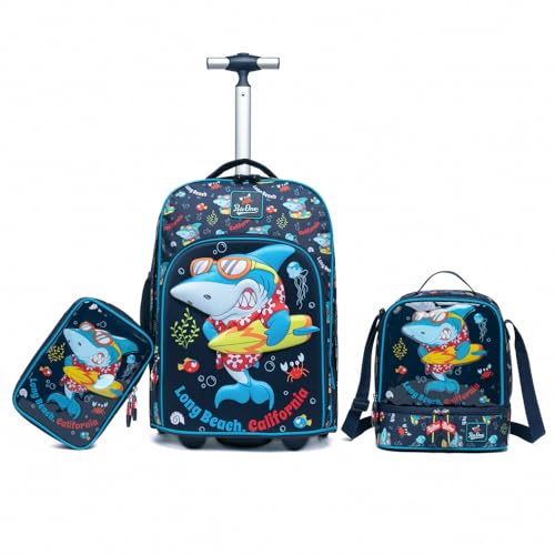 Kit Mochila De Rodinha Infantil Polo One Estojo Organizador 100 Pens Lancheira Térmica (Azul Escuro)