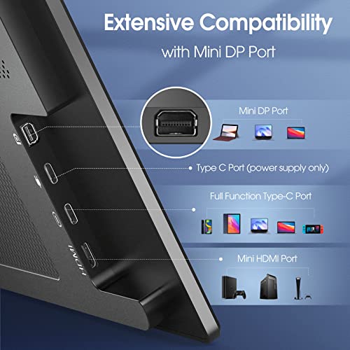 Lepow Portable Monitor 2022 C2 Series 15.6 Inch Full Hd 1080P Computer Display Ips Screen With Mini Dp Hdmi Type-C Dual Speakers For Laptop Pc Ps4 Xbox Phone With Foldable Kickstand, Midnight Black #TOP1