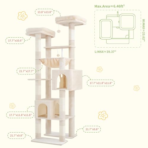 Image of Hey-brother Cat Tree Tower with Multi-Level Duty Scratching Posts, 0MPJ039M