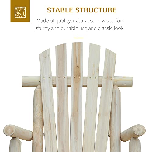 Outsunny Outdoor Wooden Rocking Chair, Rustic Adirondack Rocker With Slatted Seat, High Backrest, Armrests For Patio, Garden, And Porch, Small, Natural #TOP4
