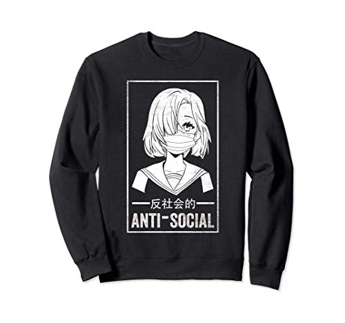 Funny Anti Social Japanese Text Aesthetic Vaporwave Anime Sudadera