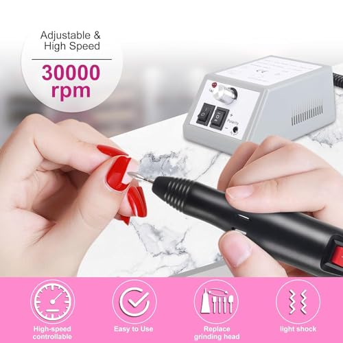GOODIEBOX Electric Nail Drill Machine Nail File Drill Set Kit for Acrylic Nails, Gel Nail, Nail Art Polisher Sets Glazing Nail Drill Fast Manicure. - Image 2