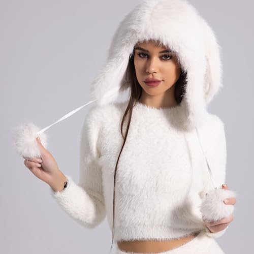 Girls Shape Hat White Winter Student Outdoor Cycling Skiing Climbing Hat Cold Weather Keep Warm Trapper Hat4