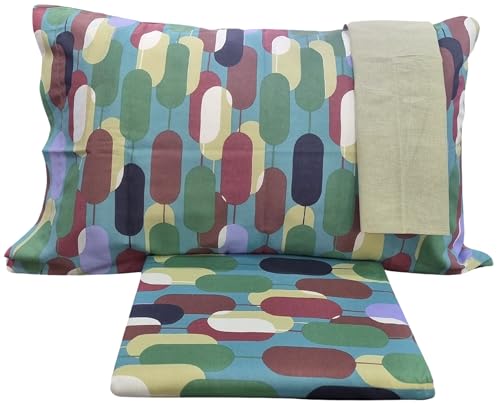 Bassetti Juego de cama con funda nórdica + 2 fundas de almohada de algodón para cama individual reversible (excluyendo sábana bajera) Glaciolo V1