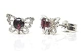 9ct White Gold Garnet Filigree Butterfly Stud earrings