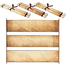 3 Pack Blank Paper Scrolls 7.5 x 31 Inches Scroll Paper Wrapped on Wood Rod for Writing, Drawing, Calligraphy, Wedding Vows, Invitation, Renaissance Festivals
