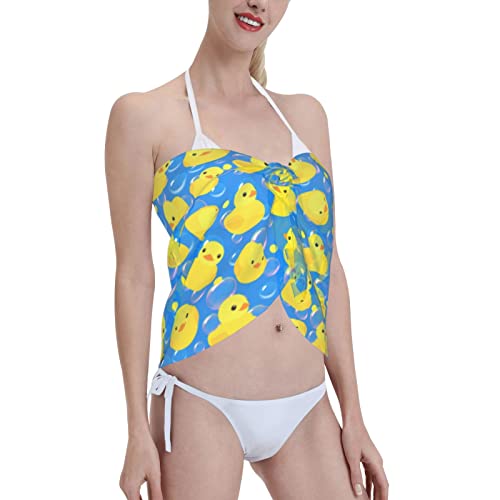 Yellow Rubber Duck Beach Sarong Womens Swimsuit Wrap Cover Up Pareo Sheer Chiffon Summer Bikini Wraps4