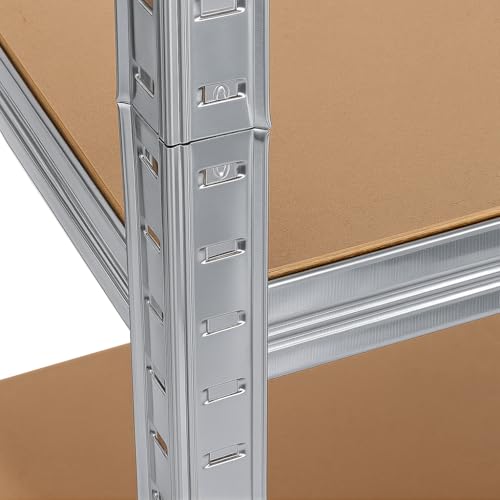 Miniatura 7 de T-Lovendo - Estantería Metálica Almacenaje De Acero Galvanizado 4 Baldas Mdf, 140x70x30 Cm, Modular, Baldas Ajustables, Trastero, Garaje