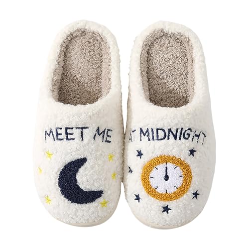 Slippers for Women Warm Cozy Non Slip Indoor Slippers Comfortable Bedroom Shoes Festival Print Couples Winter Shoes