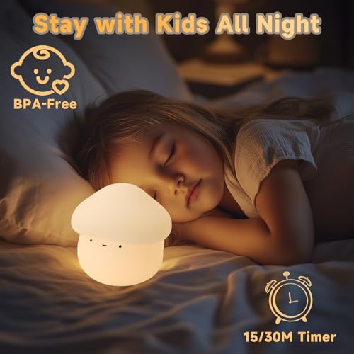 Lámpara de noche seta de silicona para niños blanca miniatura 3
