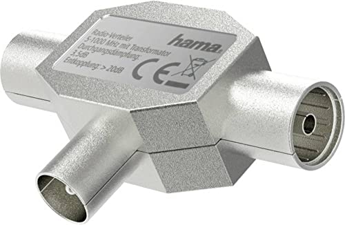 Hama Splitter Per Antenna A 2 Prese Per Antenna (Coassiale, Splitter, Splitter, Alloggiamento Matel, 1000 Mhz) Argento