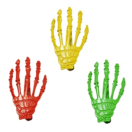 minkissy 3pièces Clips Cheveux Main De Squelette Halloween Barrette Alliage Crâne Accessoires Gothiques Pour Fête Lot