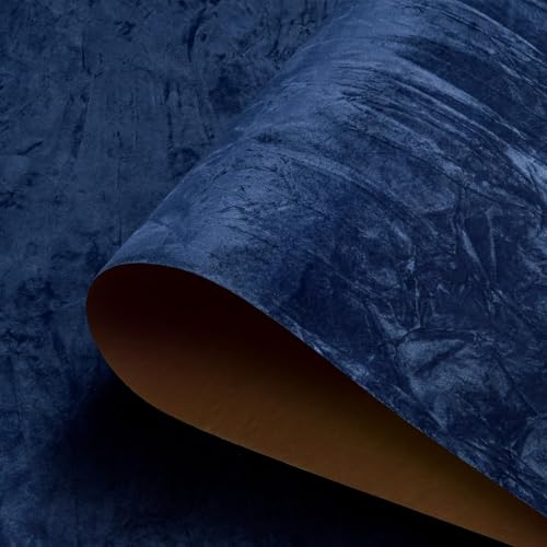 HelloWall Blue Velvet Fabric Wallpaper Peel and Stick Felt Contact Paper 17.7
