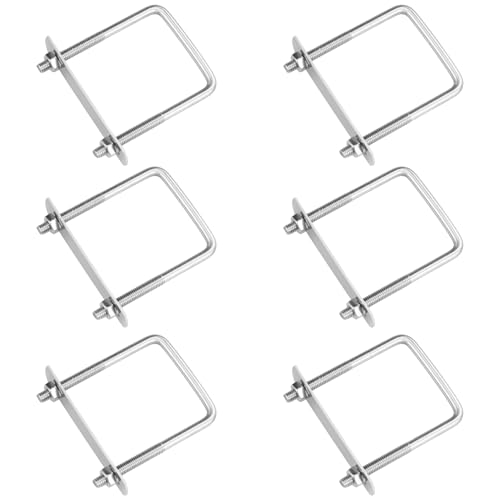 Lot de 6 vis à étrier M6, boulons en U, étrier carré, étrier en U avec écrou, cadre et contre-plaque, vis à étrier en acier inoxydable 304 pour...