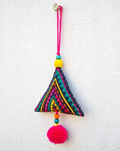 V LivingV Living Bohemian Moroccan Handmade Triangle Multicolor Tassels Boho Bag Charm (6 in.)