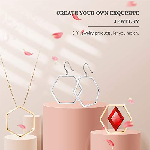 Inbagi 80 Pieces Hexagon Hollow Frame Hexagon Open Bezel Charm Pendants Hexagon Linking Ring Connector DIY Crafts for Earring Necklace Jewelry Making Findings (Gold and Silver)