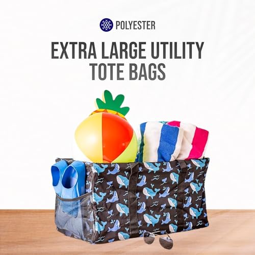 Image of Extra Large Utility Tote Bag - Oversized Collapsible Pool Beach Canvas Basket