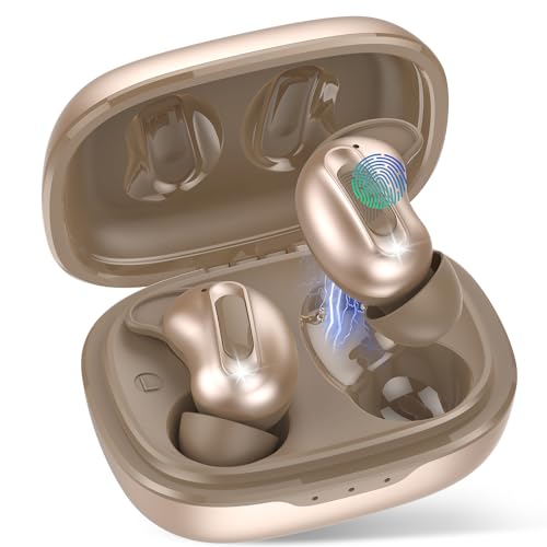 Auriculares Para Dormir, Auriculares Intraaurales Inalámbricos Bluetooth 5.4, con Sonido Estéreo de Graves 48 Horas y Cancelación Ruido ANC/ENC, Impermeable IPX7 Para Quienes Duermen de Lado, Oro rosa