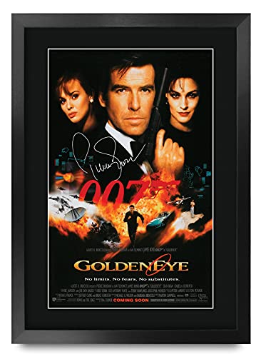HWC Trading James Bond 007   Fotografía enmarcada o sin marco para regalo, firmada con autógrafo impreso, impresión, Ojo de Oro, A3