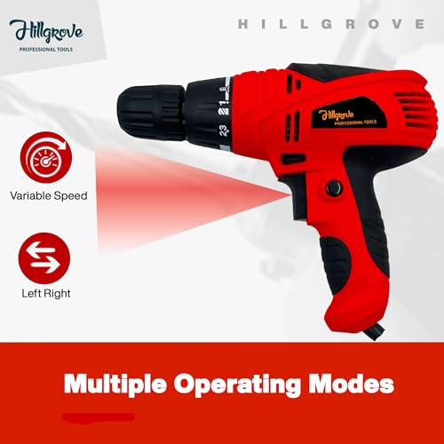 Image of Hillgrove HGCM1183M2 400W Self Screwdriver Electrical Small Power Drill Machine for Home Use 750-RPM with 9Pcs All Type Drill Bits, Adjustable Reverse Rotation and Variable Speed Pistol Grip