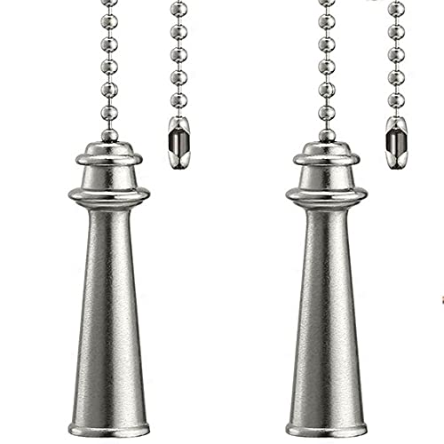 Akahttbn Ceiling Fan Pull Chain Ornaments Extension 12 Inches Fan Pulls Set For Ceiling Light Lamp Fan Chain Trophy Pull Chain Silver Fan Pulls 2 Pcs
