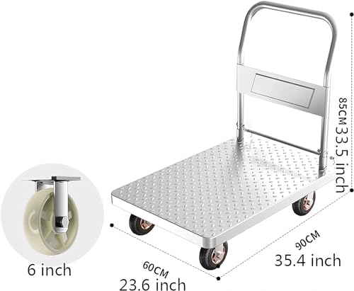 Chariot à pousser en acier poignée pliable robuste pour colis - 6