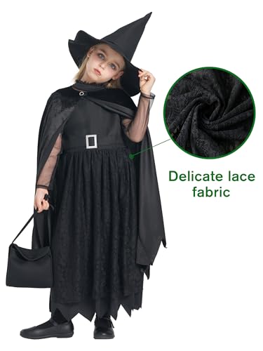 Disfraz Infantil de Bruja Negra con Capa y Sombrero miniatura 4