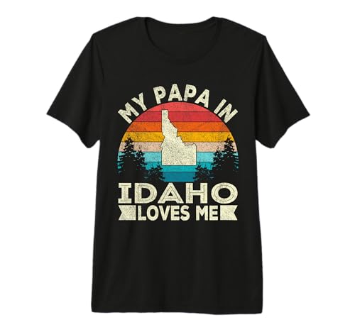 My Papa In Idaho Loves Me Retro Idaho Grandpa Premium Tri-blend T-Shirt
