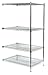 72 inW x 24 inD x 63 inH, Chrome Plated Finish,Add-On Wire Shelving Silver, 4 Shelves,2040-2HGK3