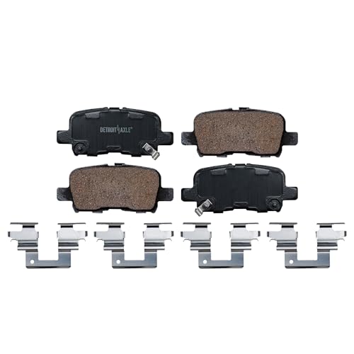 Image of Detroit Axle - Rear Brake Pads for 2003-2008 Honda Pilot, 2002-2004 Odyssey, 2001-2006 Acura MDX, Ceramic Brake Pads w /Hardware Replacement