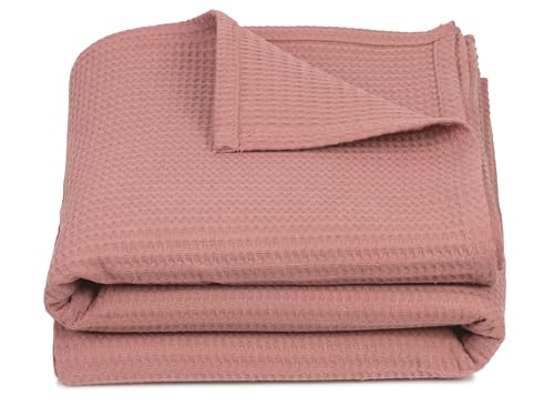 ZOLLNER Manta de piqué para Verano, 100% algodón, 150x200 cm Rosa empolvado