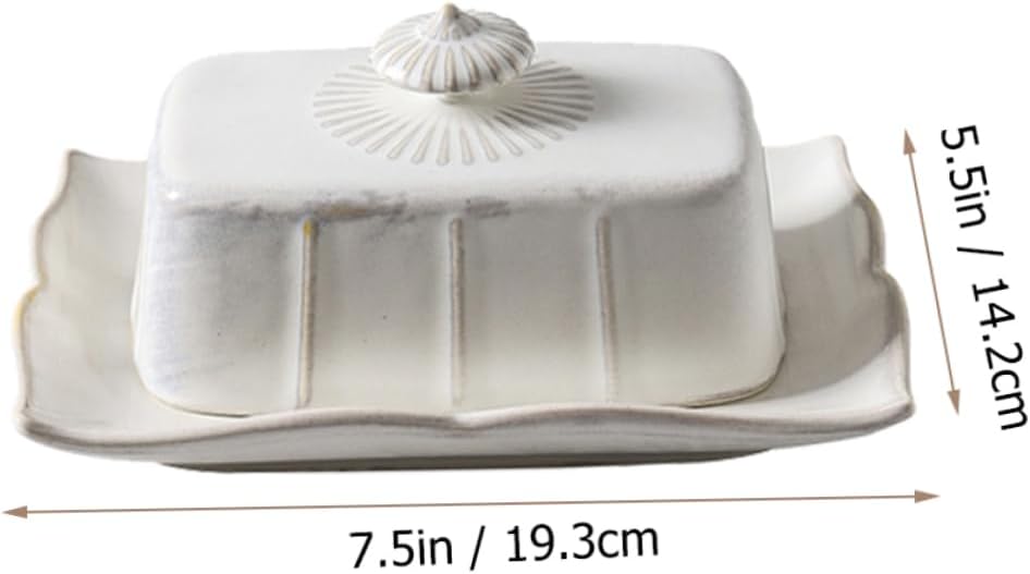 Ceramic Butter Dish Lid Airtight Butter Keeper Food Serving Tray for Fresh Spreadable for Kitchen Dining and Entertaining