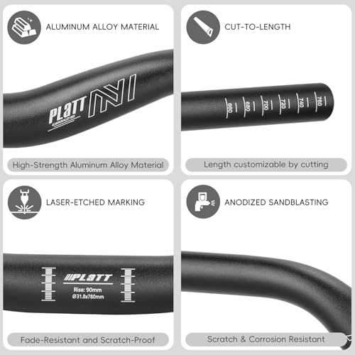 image for PLATT 25.4/31.8mm Mountain Bike Handlebar/Riser Handlebar - (30mm, 35m