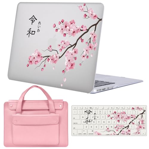 Funda MacBook Pro 15 contra arañazos, carcasa rígida A1707 A1990 de flor rosa con bolsa de tela