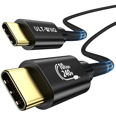 ULT-WIIQ 240W USB C to USB C Cable Fast Charging PD 3.1 & USB C Data Cable 10Gbps High Speed Data Transfer, Nylon Braided USB Type C Cable for iPhone 15 Pro, MacBook Pro/Air, Samsung Galaxy 3.3FT Cover