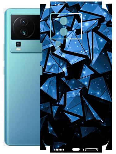 Image of AtOdds - Full Body Back Screen Guard Protector Film - Lamination Wrap Skin Sticker Compatible with IQOO NEO 7 PRO (5G) | Scratchproof Matte Finish (Blue Crystals)